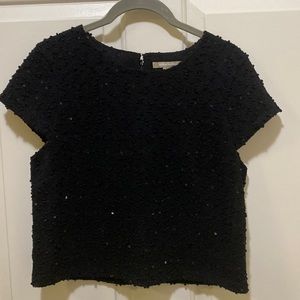 Banana Republic Black Sequin/Tweed Crop Top